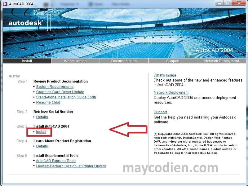 Bước 2 tải autocad 2004