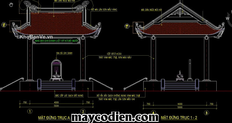 Tải Mẫu Kiến Trúc Bản Vẽ File CAD Nhà Bia Tưởng Niệm Full