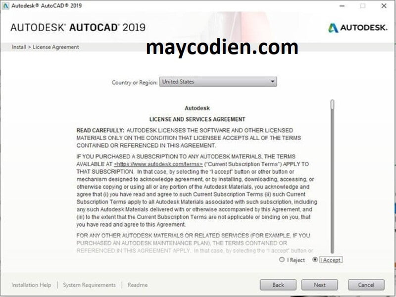 Bước 6 cài đặt autocad 2019