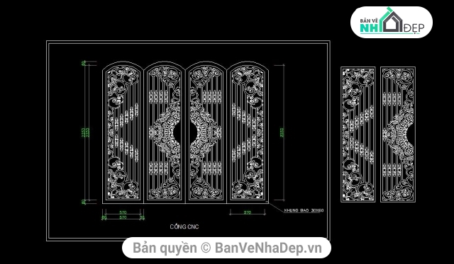 file cad cửa sắt 4 cánh